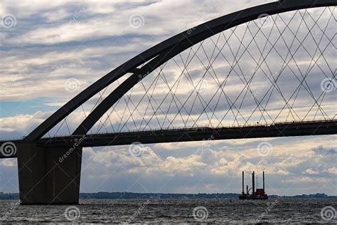 Detailed Photo Of The Silhouette Of The Arch Of The Fehmarnsund Bridge