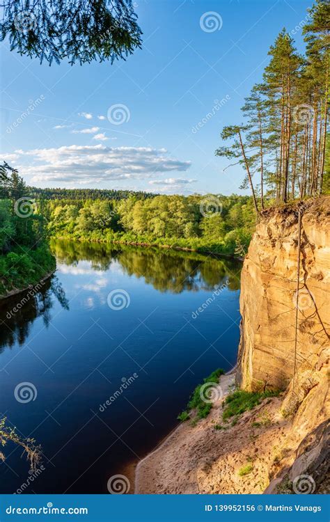 Sandstone Cliffs On The Shore Of Forest River Stock Photo Image Of