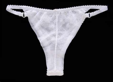 Bridal Sheer Lace Thong In White Calais Lace And Stretch Mesh
