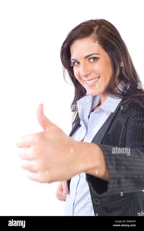 Business Woman Thumbs Up Isolated On White Stock Photo Alamy