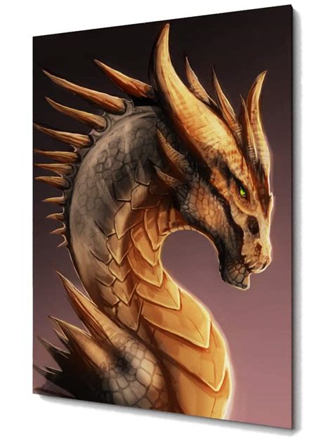 Fantasy Canvas Print Green Eyed Brown Dragon Buy At Dragon Store