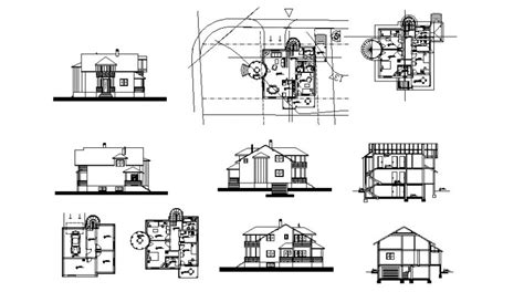 Bungalow Floor Plan And Section Elevation Drawing In Dwg File Open