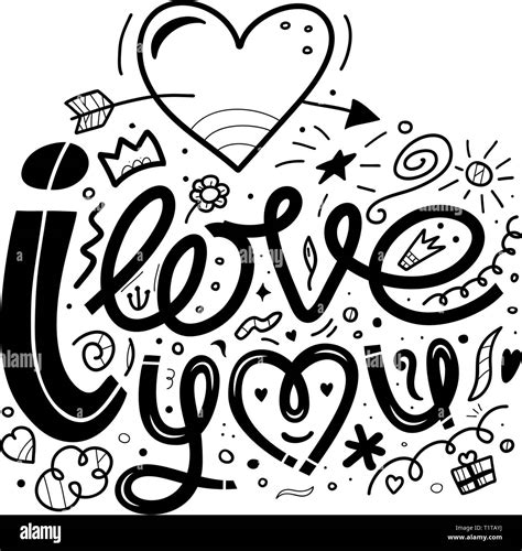 I Love You Doodle Illustration A Hand Drawn Lettering Inspirational
