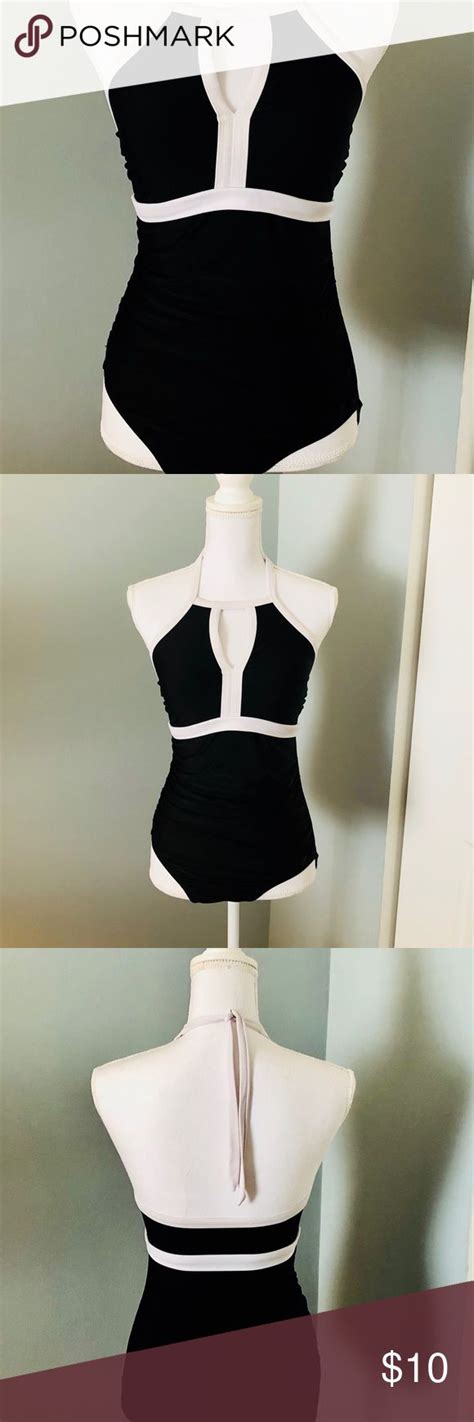 Classic Black And White One Piece Bathing Suit Black And White One