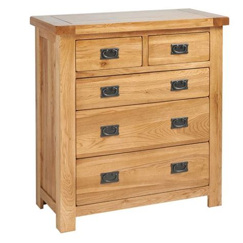 Shop bedroom furniture online with melbourne and sydney wide delivery. Wren Living - Rustic Jacobean Oak 3+2 Drawer Chest ...
