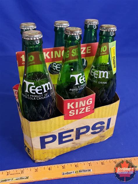 Pepsi Cardboard Carrier & Teem Bottles (6) (SEE PICS!)