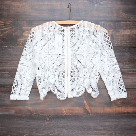 Lioness Sheer Crochet Lace Crop Top In White Lace Crop Tops Tops