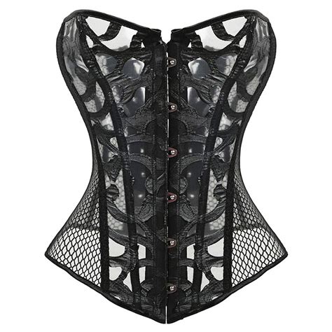 X New Sexy Burlesque Costume Mesh Gothic Corset Steel Boned Slimming