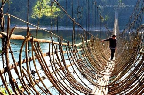 Hanging Bamboo Bridges On The Siang River Arunachal Pradesh Bamboo
