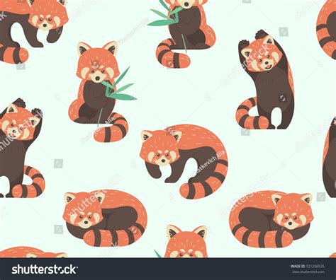 Vector Seamless Pattern Cute Red Pandas Stock Vector Royalty Free