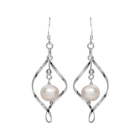Pearl Dangle Earrings In Sterling Silver In Pearl Sterling