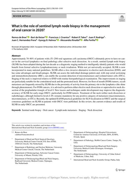 Pdf What Is The Role Of Sentinel Lymph Node Biopsy In The Management