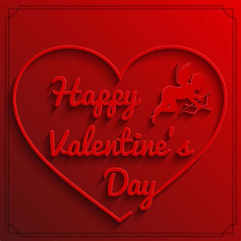 3d Red Heart Happy Valentine Day Background Free Vector In Adobe Illustrator Ai Ai Vector