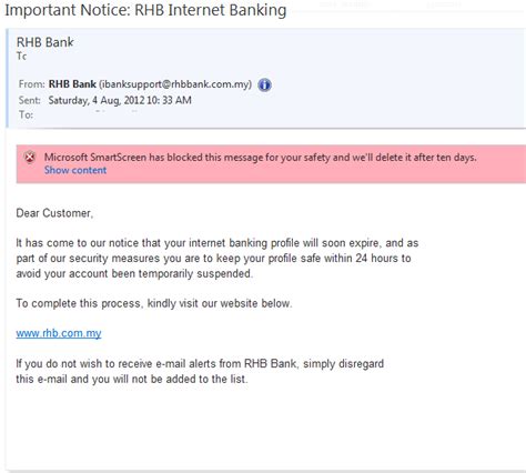 These scams are able to happen to any bank, not just hong leong, so stay vigilant and let your friends and family know about such modus operandi. Scam Letters: Hong Leong Bank & RHB Bank Phishing Email ...