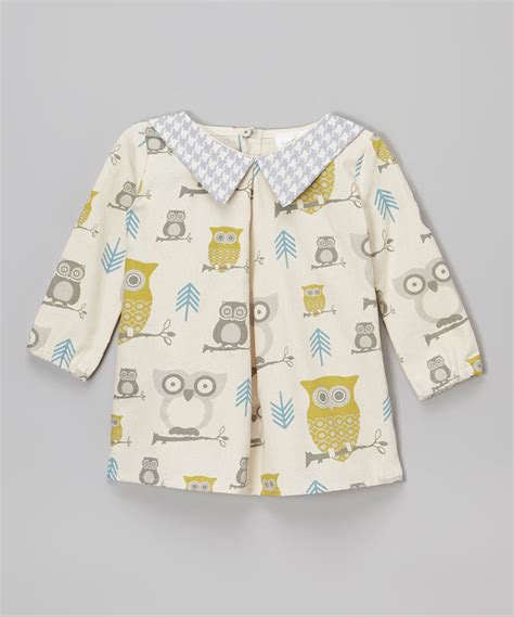 Look At This Gray And Yellow Owl Collar Dress Infant Toddler And Girls