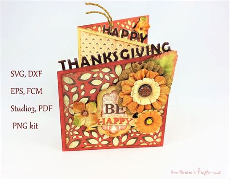 Thanksgiving Card Svg Bundle Z Fold Card Svg Thanksgiving Svg Etsy