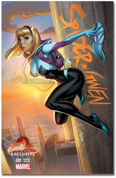 Spider Gwen 1 Variant Cover By J Scott Campbell Inks By Brian