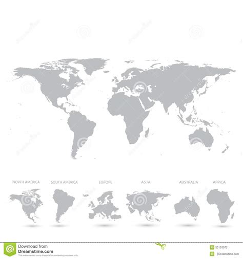 Grey World Map Vector Illustration Stock Vector Illustration Of