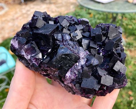 344g Deep Purple Cubic Fluorite Crystal Cluster Specimen