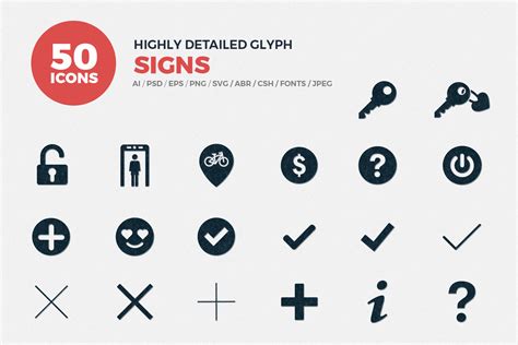 Glyph Signs Icons Set