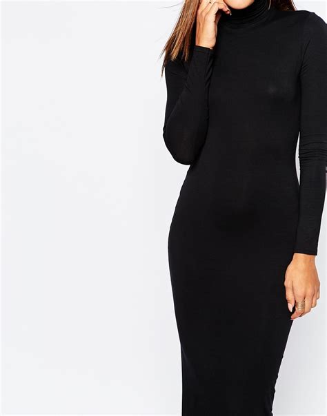 This elegant dress made from high quality dense jersey elastic fabric which looks the top of this dress has round neck with long straight sleeves, maxi length and modern loose fit all over the body for convenient wear. Lyst - Missguided High Neck Long Sleeve Maxi Dress in Black