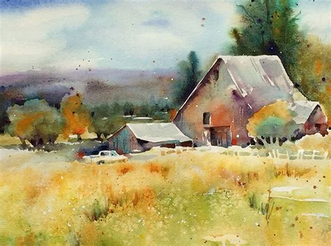 Utah Farm By Yvonne Joyner Watercolor 16 X 20 Watercolor Landscape
