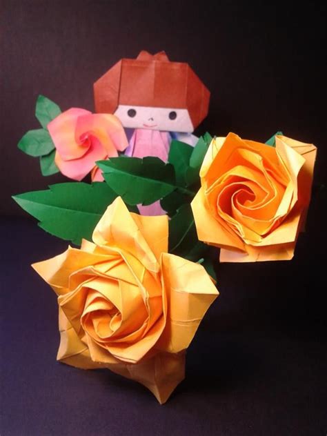 Origami Roses Designed By Naomiki Sato Folded By Majomajo Origami