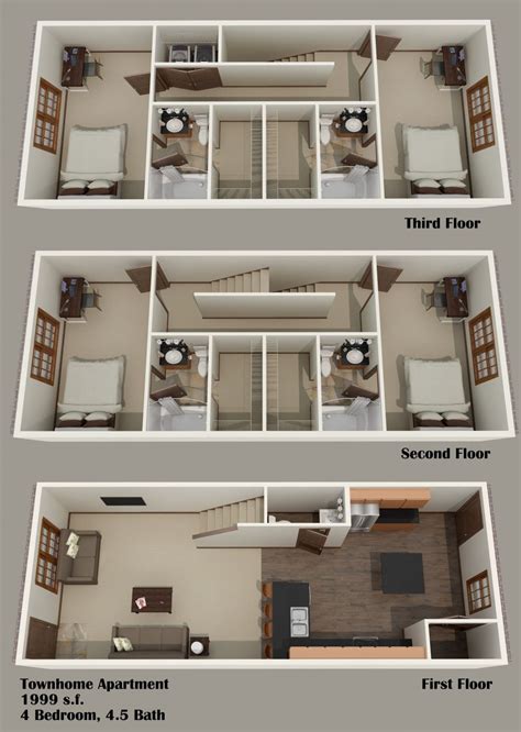 Four Bedroom Townhouse Floor Plans Resnooze Com