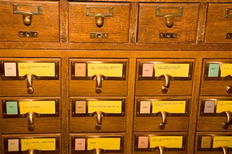 Premium Photo Detail Of Old Fashioned Library Card Catalog Drawers