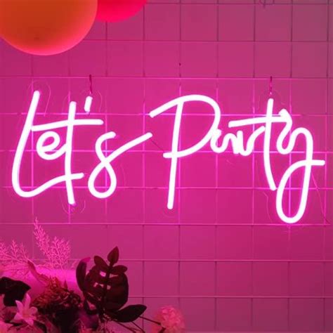 Lets Party Large Neon Sign For Party Wall Decor Pink Neon Signs Lets
