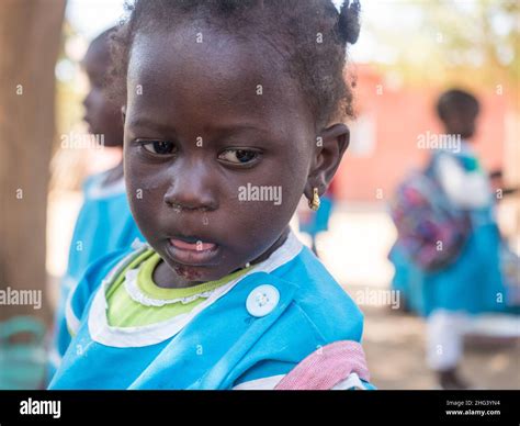 Senegal Africa January 2019 Portrait Of A Small Black Girl In The