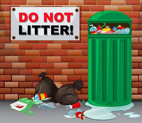 Do Not Litter Sign With Lots Of Trash Underneath 607864 Vector Art At