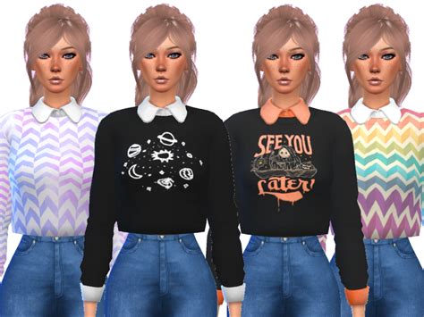 The Sims Resource Adorable Collar Shirt Mesh Needed