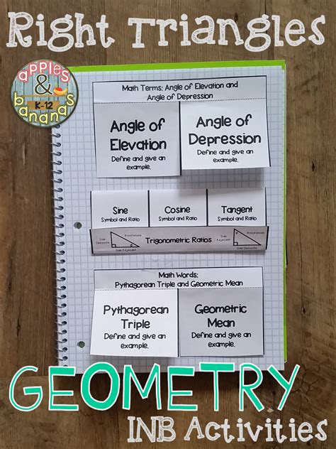 Right Triangles Math Journalinb Activities With Note Taking