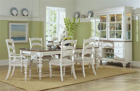 A contrasting white and honey oak. Hillsdale Pine Island 7 PC Dining Set with Ladder Back Chairs - Old White 5265DTBRCL7 ...