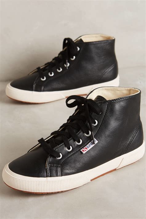 Lyst Superga Leather High Top Sneakers In Black