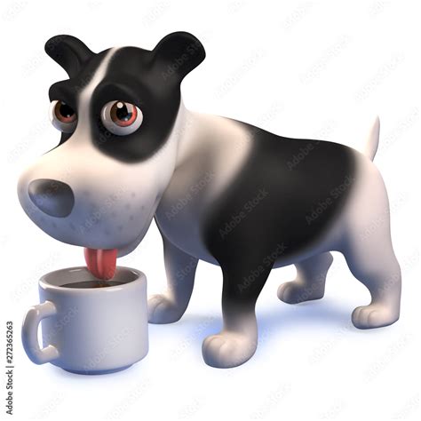 Cartoon Puppy Dog In 3d Drinking Coffee From A Mug Stock Illustration