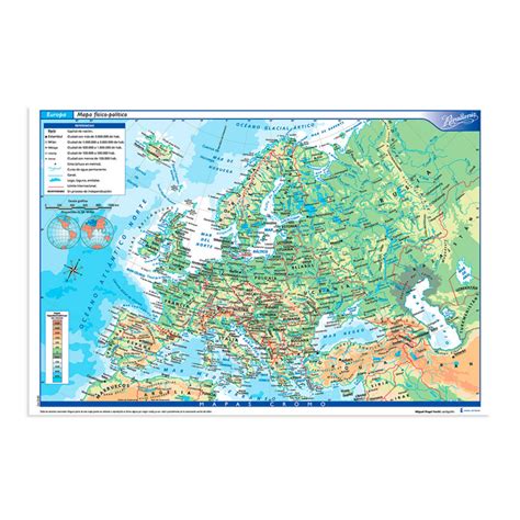 Mapa Europa físico político Rivadavia N6 block de 25 mapas