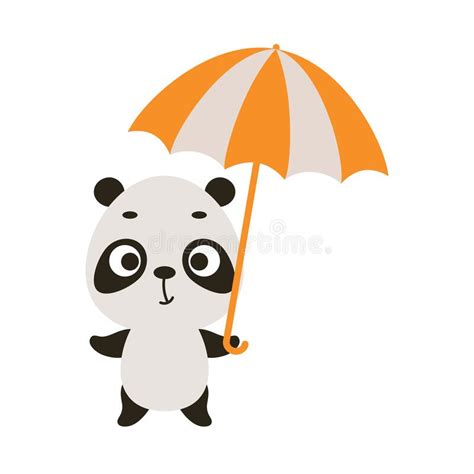 Cute Little Panda With Umbrella Cartoon Animal Character For Kids T