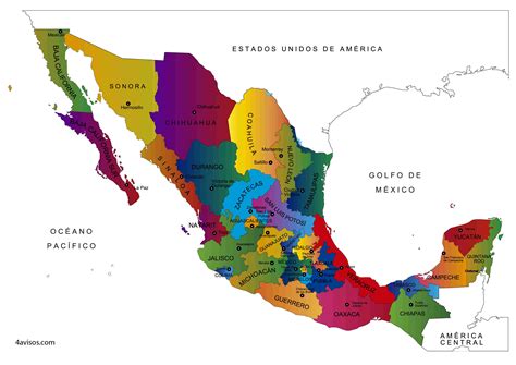 Mapa De La Republica Mexicana Con Nombres De Estados Y Capitales Para