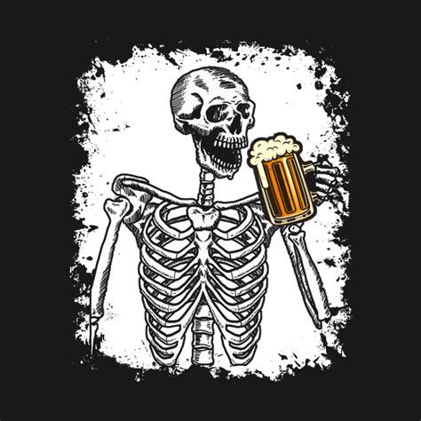 Halloween Shirt Beer Drinking Skeleton Skull Halloween Beer Drinking