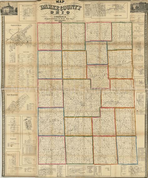 1857 Map Map Of Darke County Ohio Cadastral Darke Countylandowners