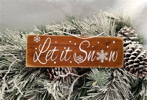 Let It Snow Sign Rustic Christmas Decorations Wooden Handmade Etsy