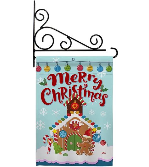 Christmas Gingerbread House Garden Flag Set Winter 13 X185 Double