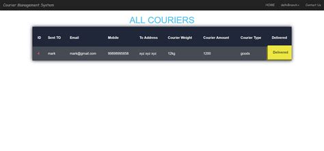 Courier Management Php Project With Mysql