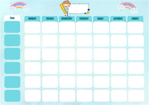 Timetable For Kids Weekly Timetable Template Free Printable