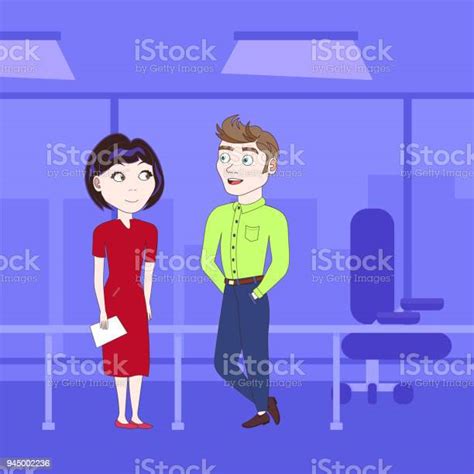 젊은 사업 남자와 여자 실루엣 사무실 배경 위에 이야기 2명에 대한 스톡 벡터 아트 및 기타 이미지 2명 경영자 귀여운