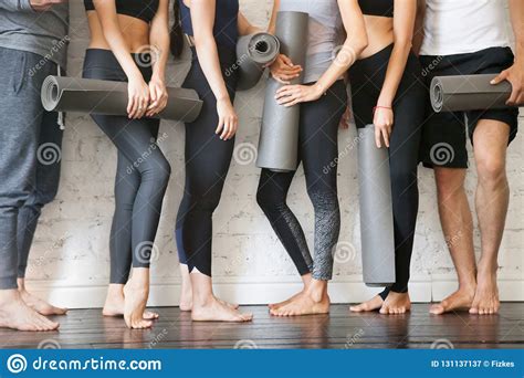 Group Of Young Fitness People Legs Close Up View Stock Image Image