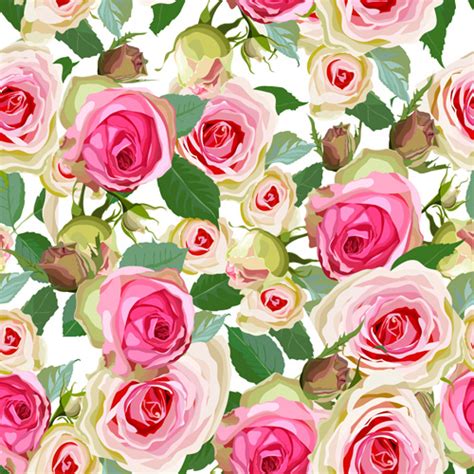 Seamless Pink Roses Vector Pattern Vectors Graphic Art Designs In