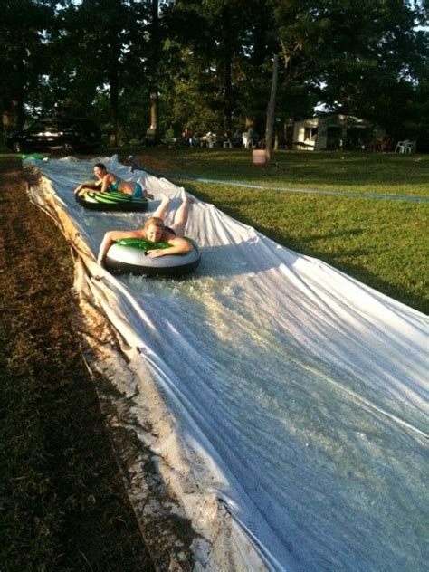 Giant Slip N Slide Into A Lake Backyard Pool Backyard Playground